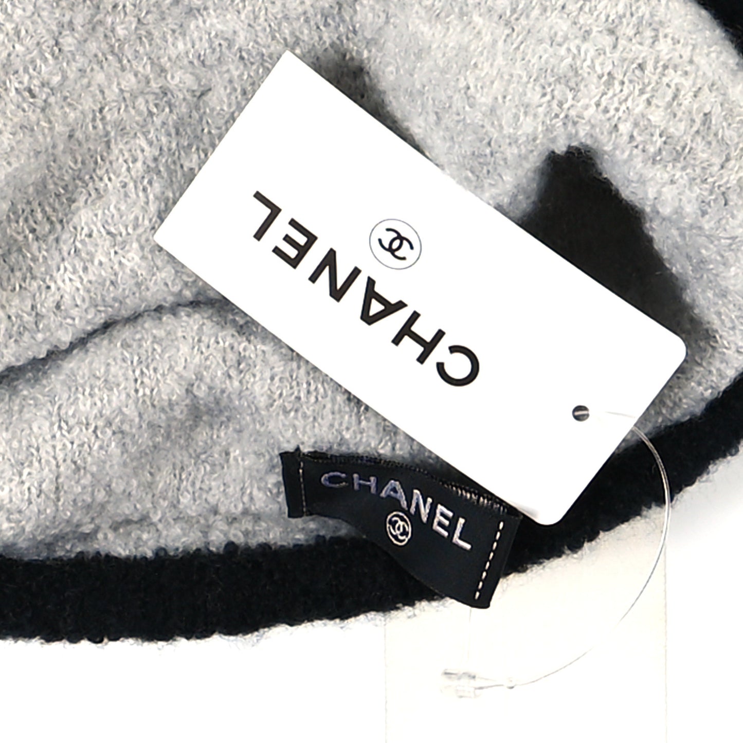 Cashmere Silk CC Beanie Hat Grey Black