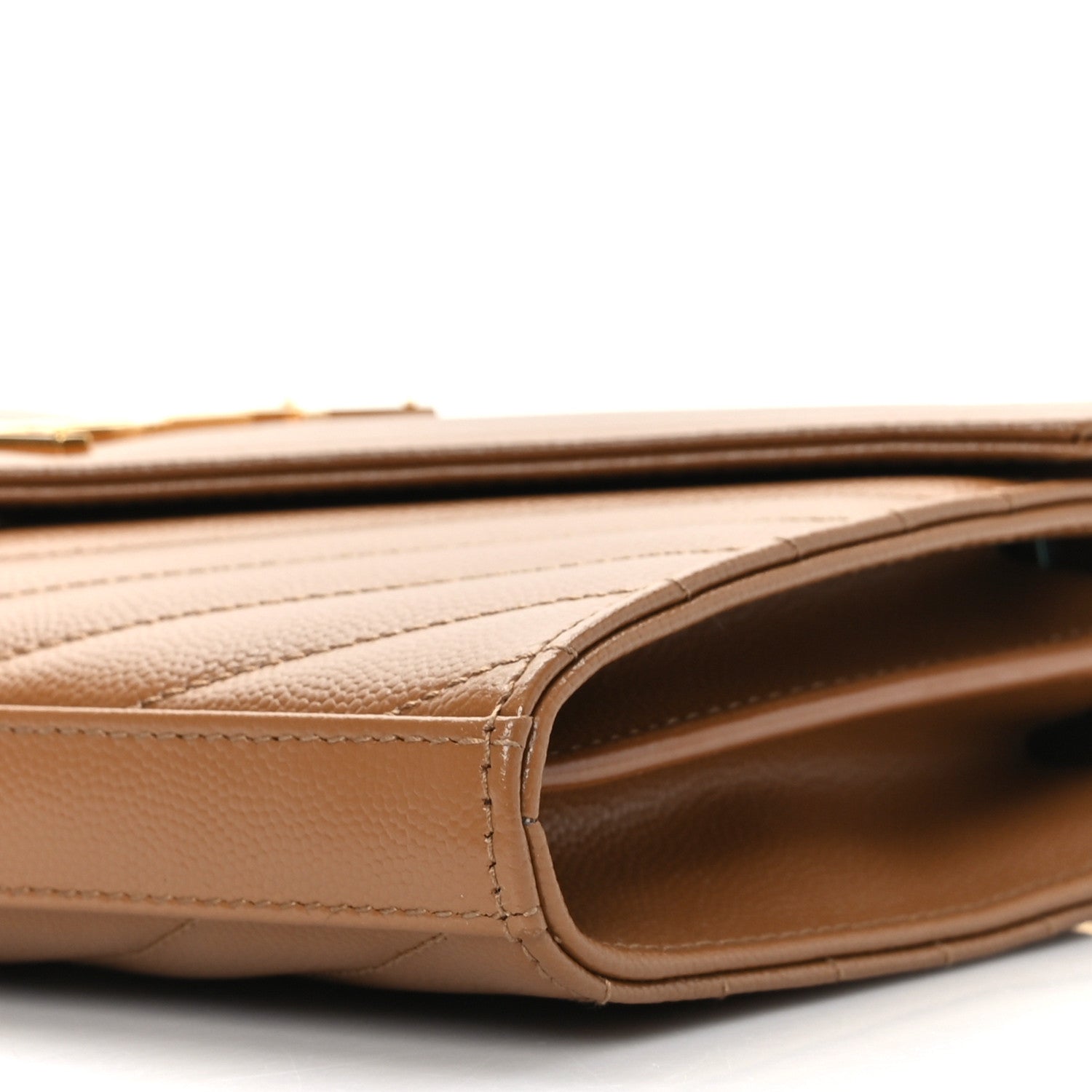 Saint Laurent Grain De Poudre Matelasse Monogram Chain Wallet Dark Natural 8 of 8