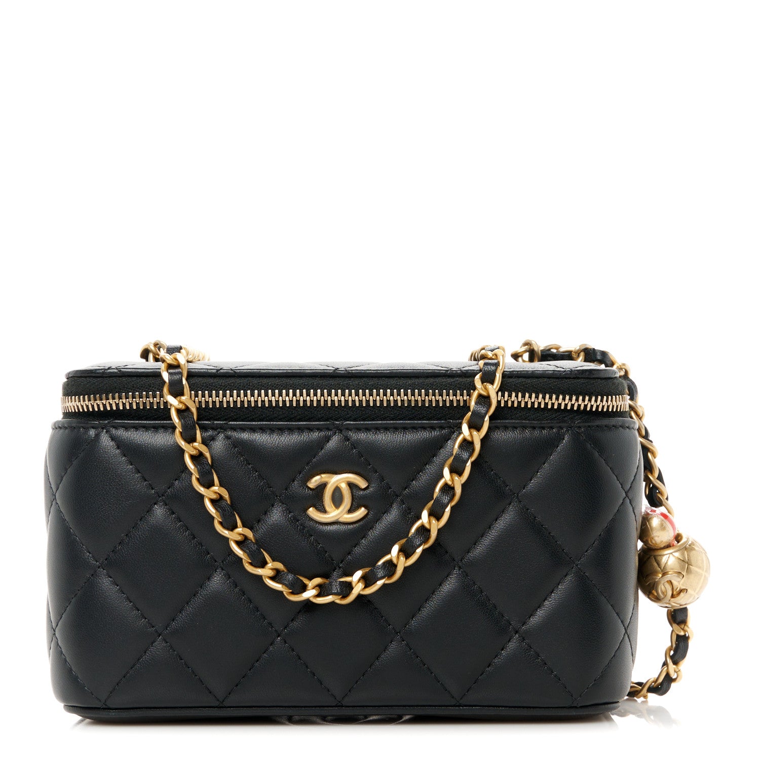 Chanel Lambskin Quilted Pearl Crush Small Vanity Case With Chain Black 1 of 13