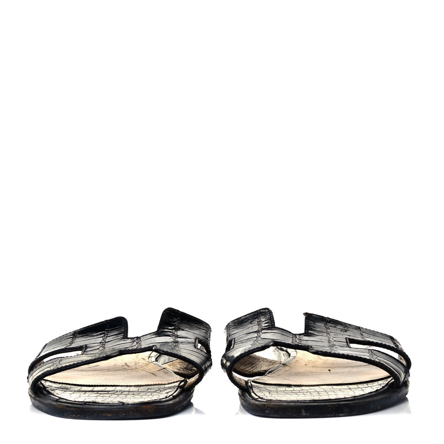 Shiny Alligator Oran Sandals 38 Black