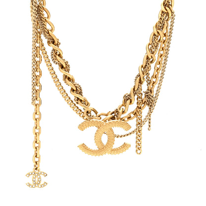 Chanel Metal Chain Link CC Multi Strand Choker Necklace Gold 4 of 5