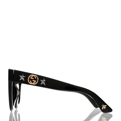 Gucci Acetate Crystal Star Round Frame Sunglasses GG0208S Black 3 of 10