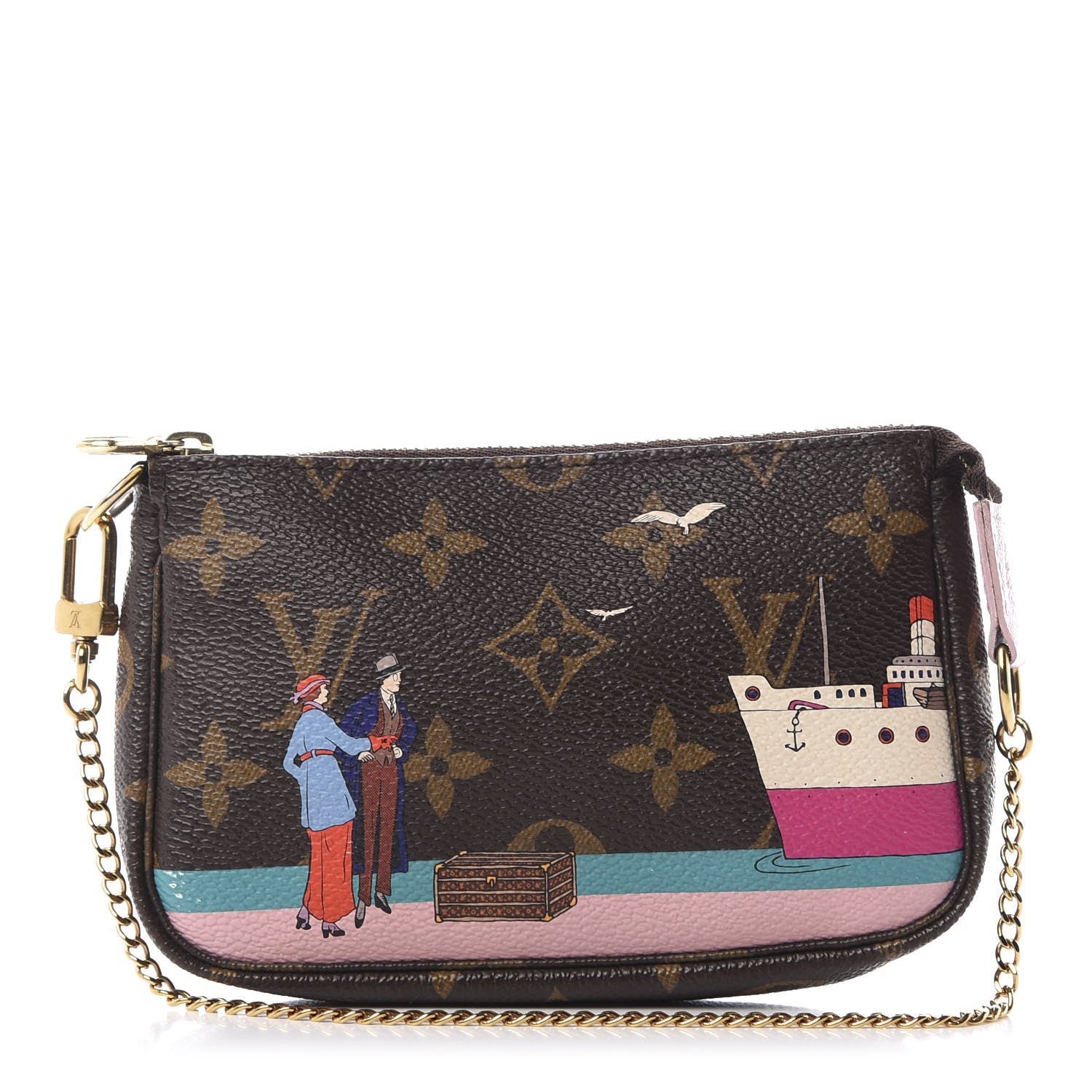 Louis Vuitton Monogram 2016 Christmas Animation Mini Pochette Accessories Rose Ballerine 1 of 10