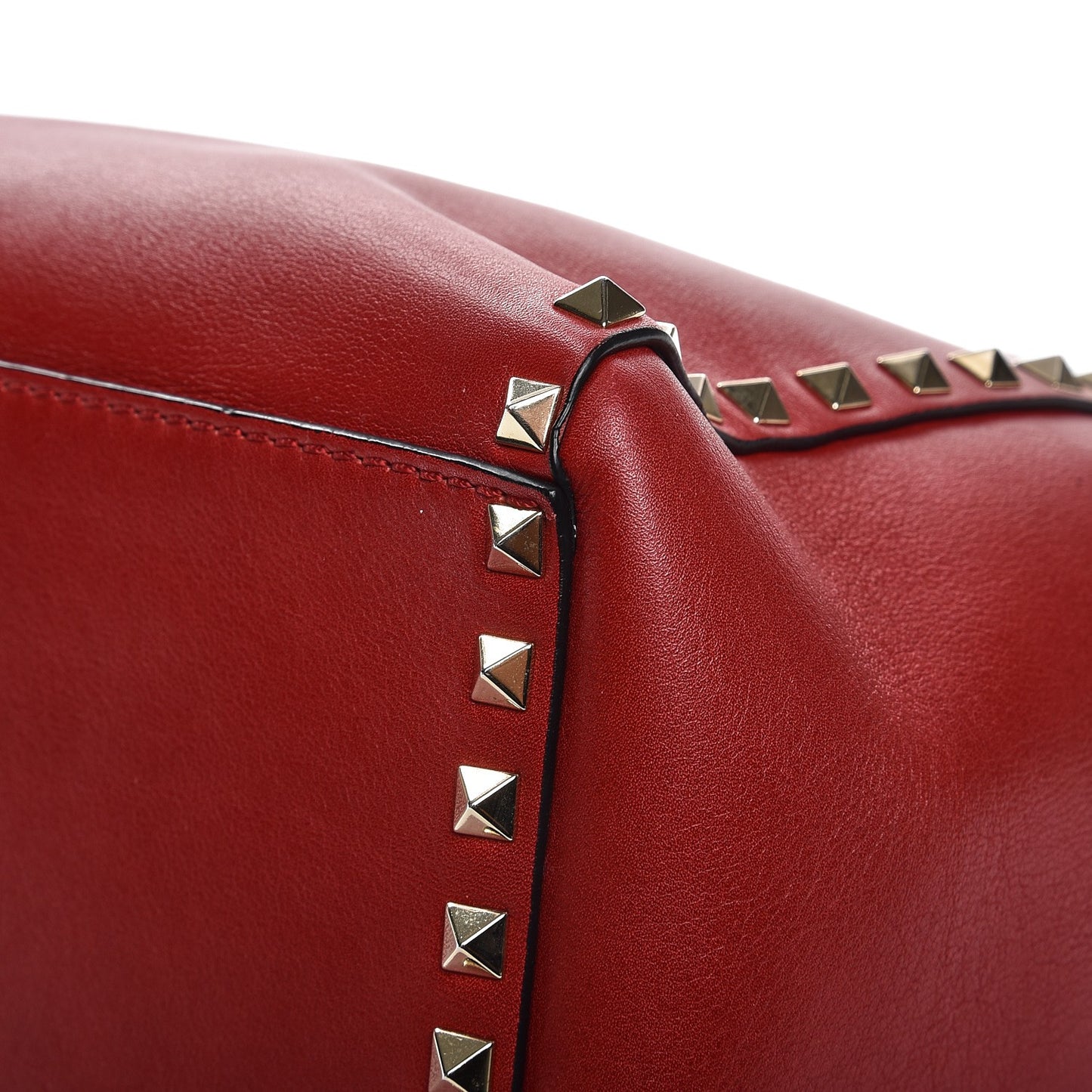 Vitello Rockstud Double Handle Tote Rosso Valentino