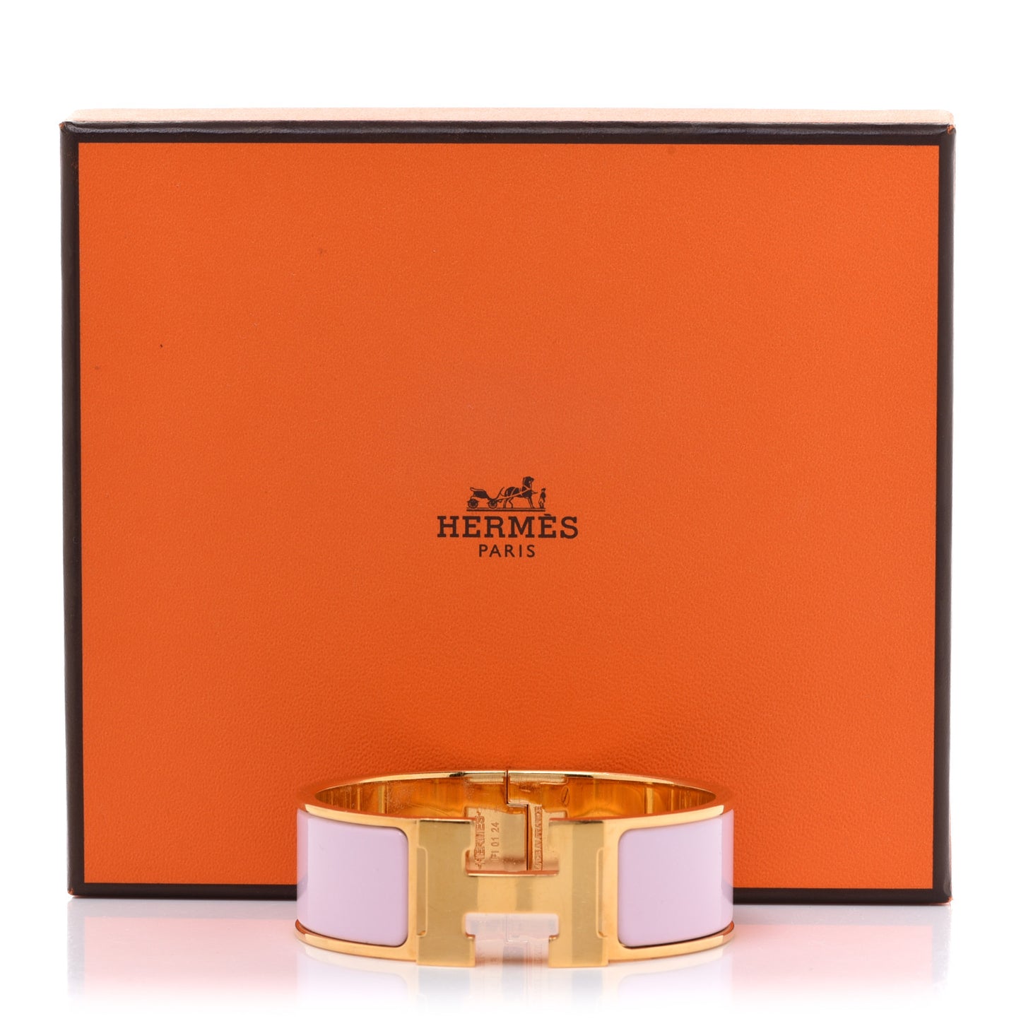 Enamel Wide Clic Clac H Bracelet PM Rose Dragee