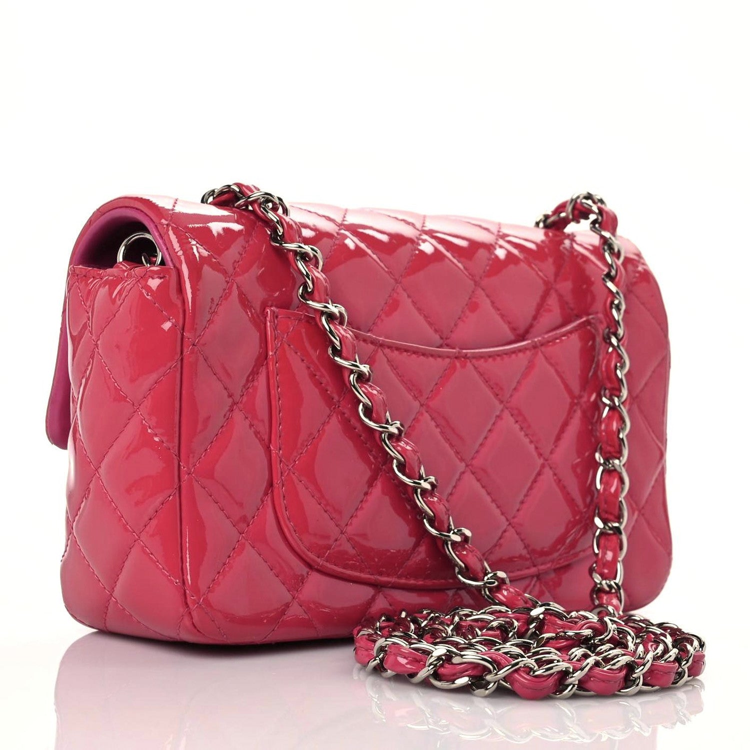 Chanel Patent Calfskin Quilted Mini Rectangular Flap Pink 2 of 16