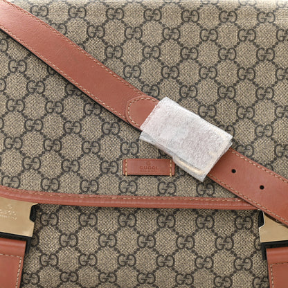 Gucci GG Plus Monogram Medium Double Buckle Flap Messenger Bag Brown 8 of 14