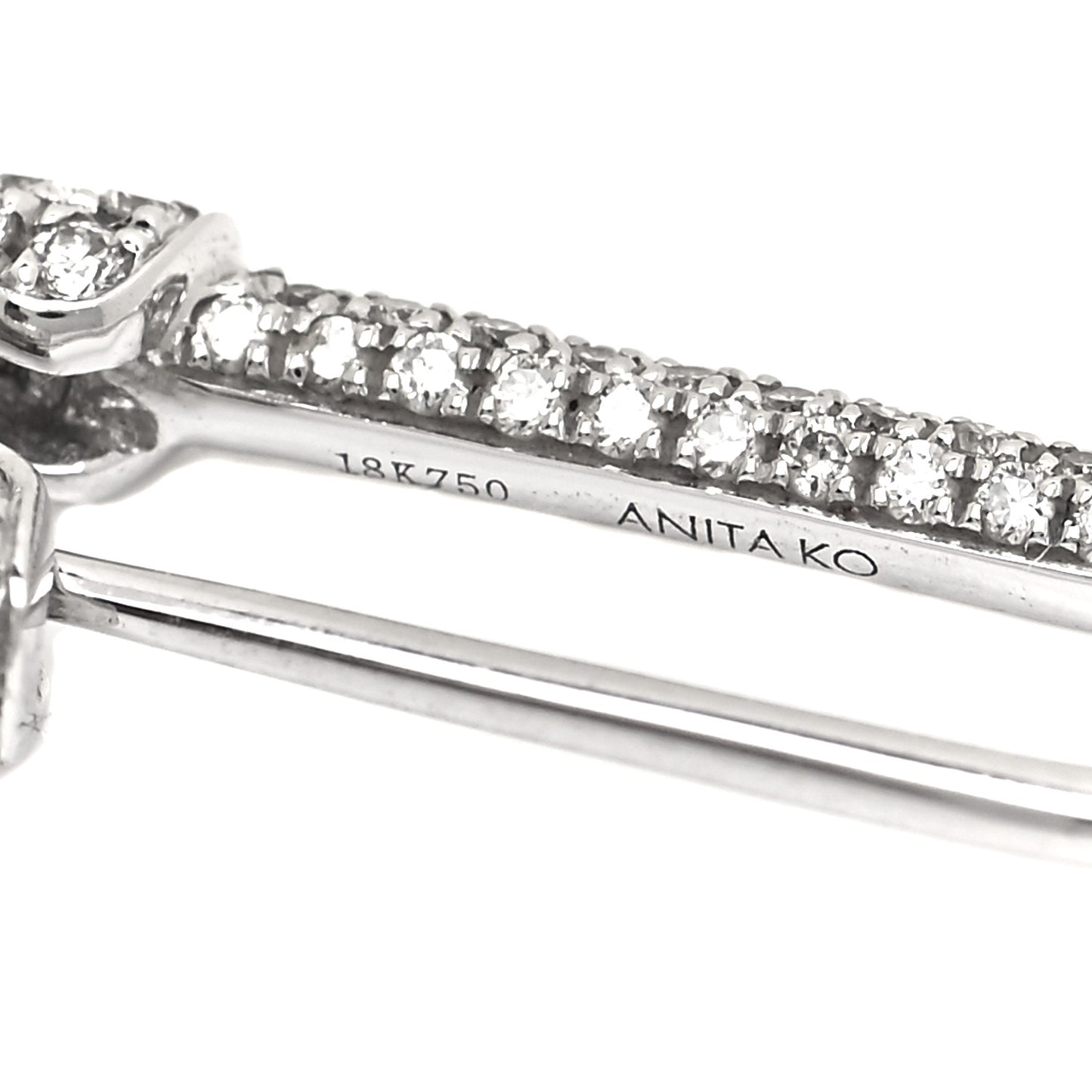 18K White Gold Diamond Mini Safety Pin Earring