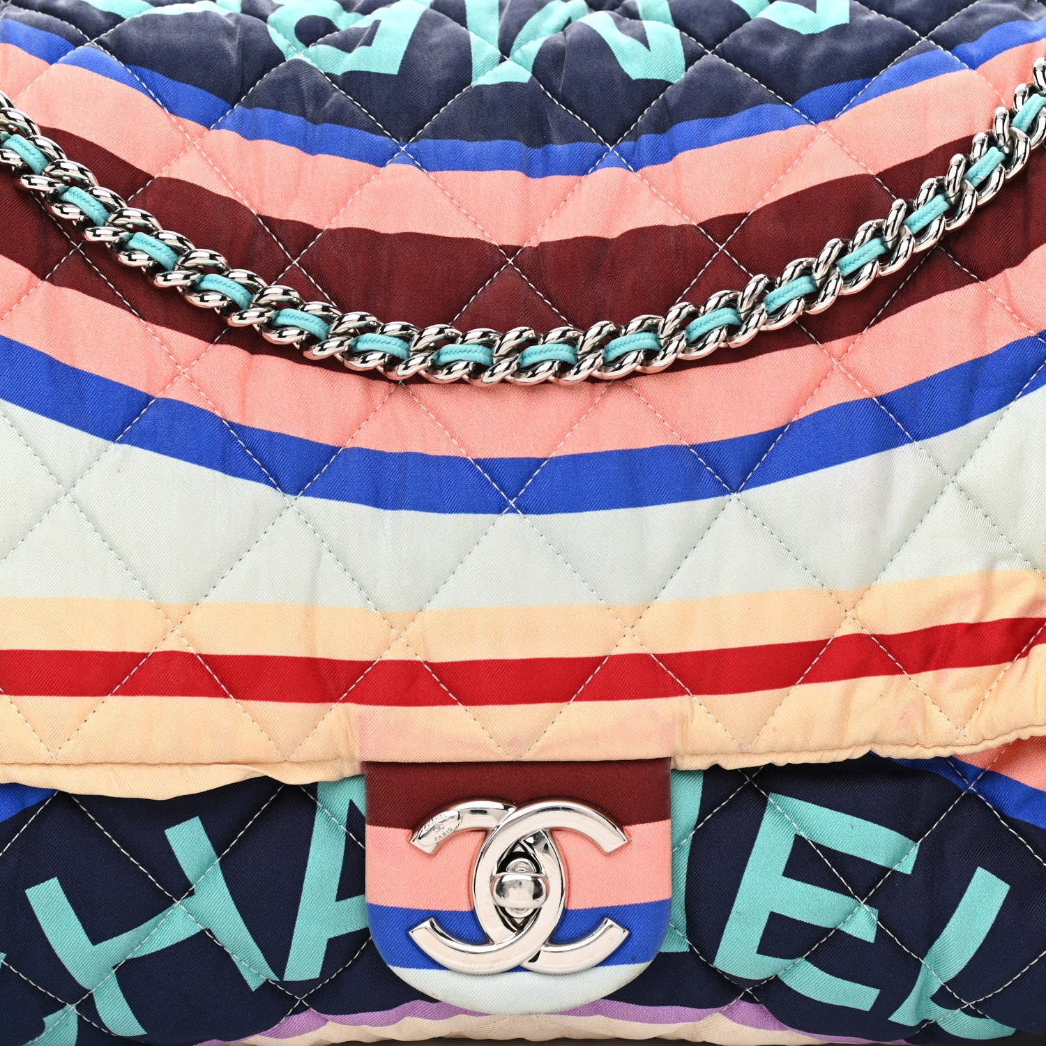 Chanel Fabric Quilted Printed XXL Flap Multicolor 6 of 12