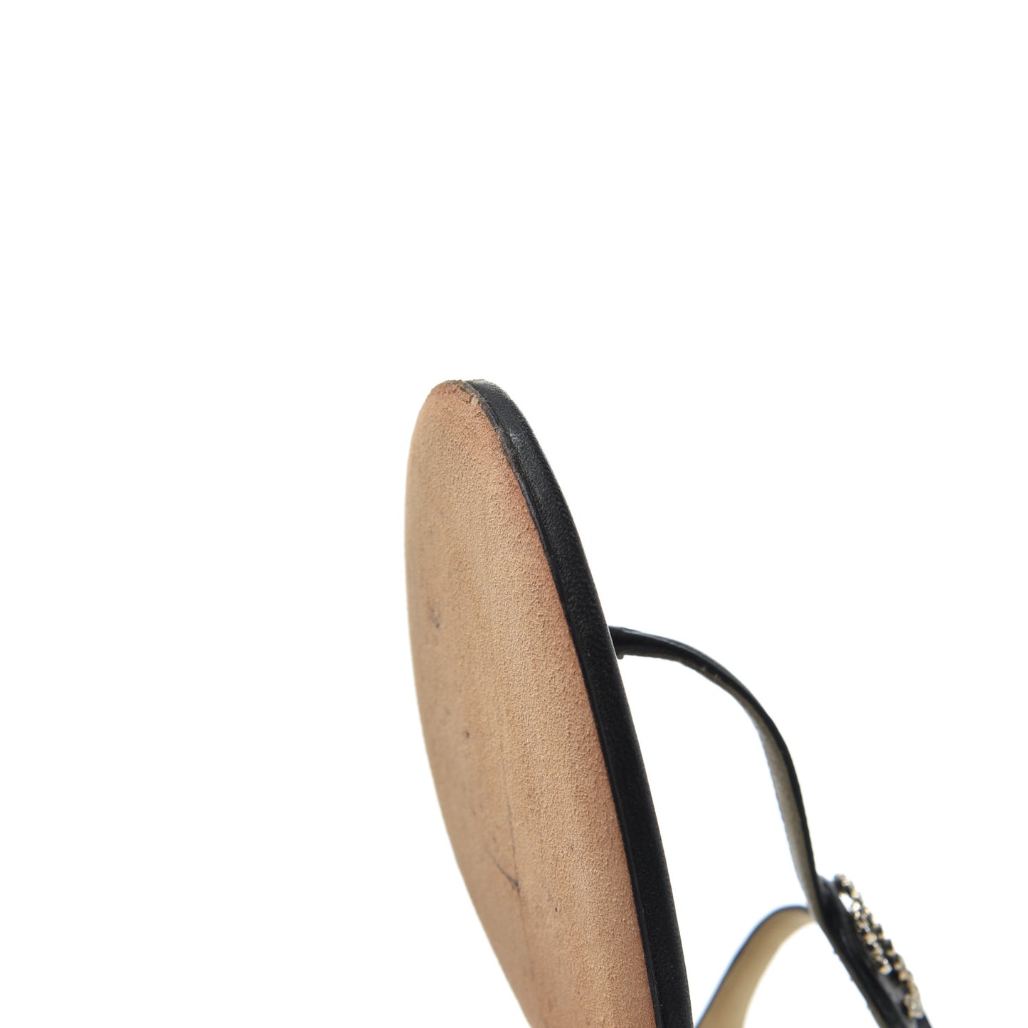 Lambskin CC Chain Thong Sandals 36 Black