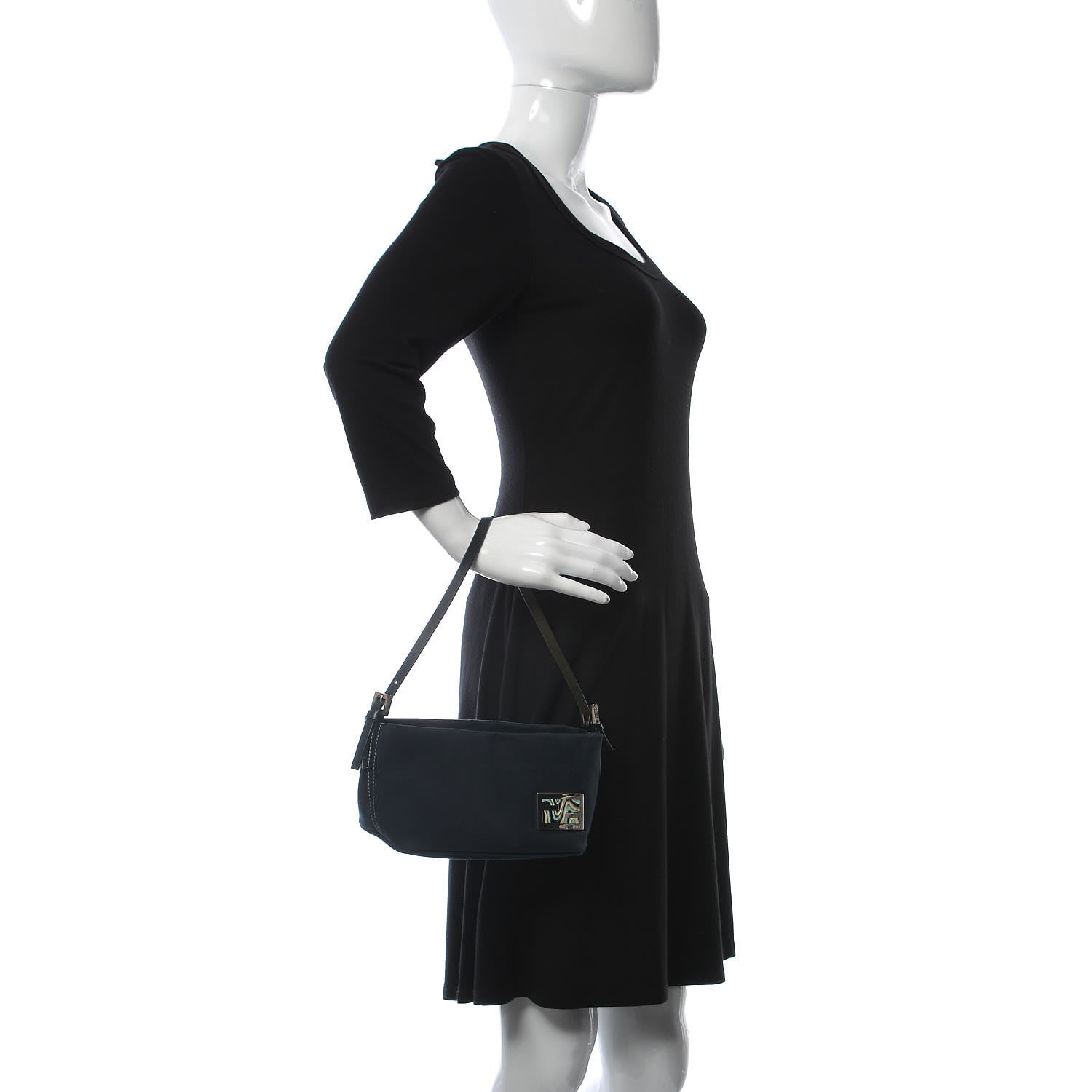 Fendi Canvas Small Shoulder Bag Blue 2 of 8