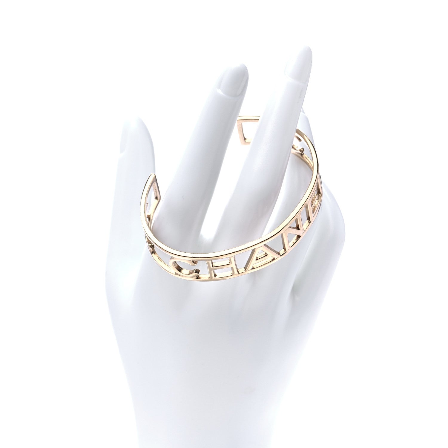 Chanel Metal Logo Cuff Gold 2 of 5