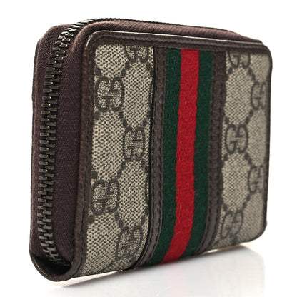 Gucci GG Supreme Web Ophidia Zip Around Card Case Brown 3 of 8