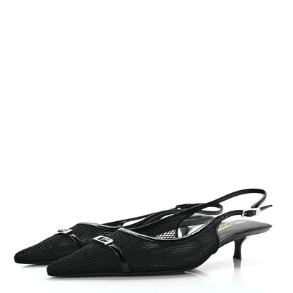 Saint Laurent Mesh Oxalis Slingback Pumps 37 Black 3 of 8