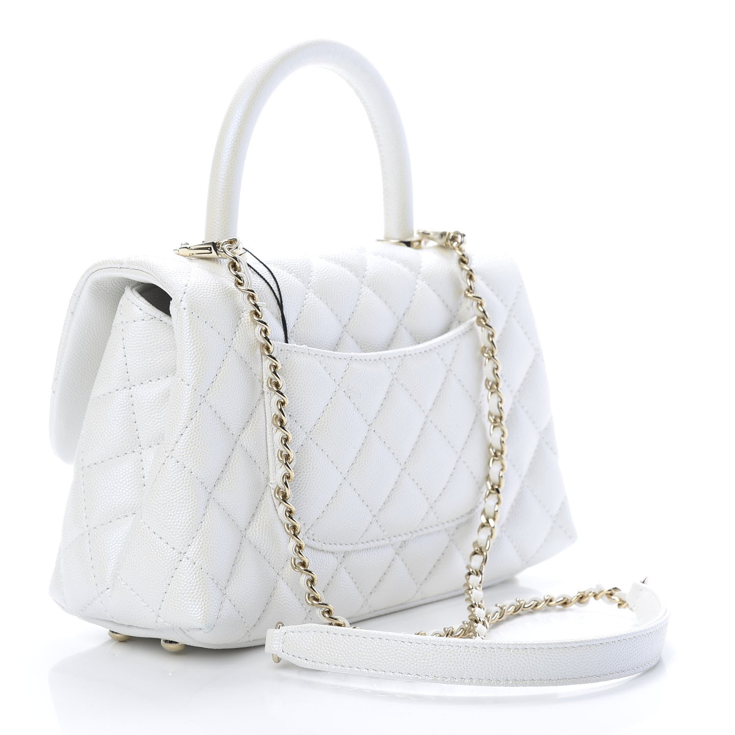 Chanel Iridescent Caviar Quilted Mini Coco Handle Flap White 3 of 11
