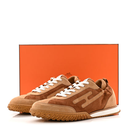Hermes Suede Goatskin Mens Jet Sneakers 43 Brun Amourette Miel 10 of 10