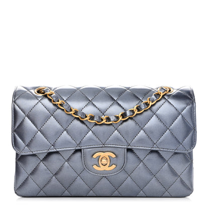Chanel Metallic Lambskin Quilted Small Double Flap Blue 1 of 9