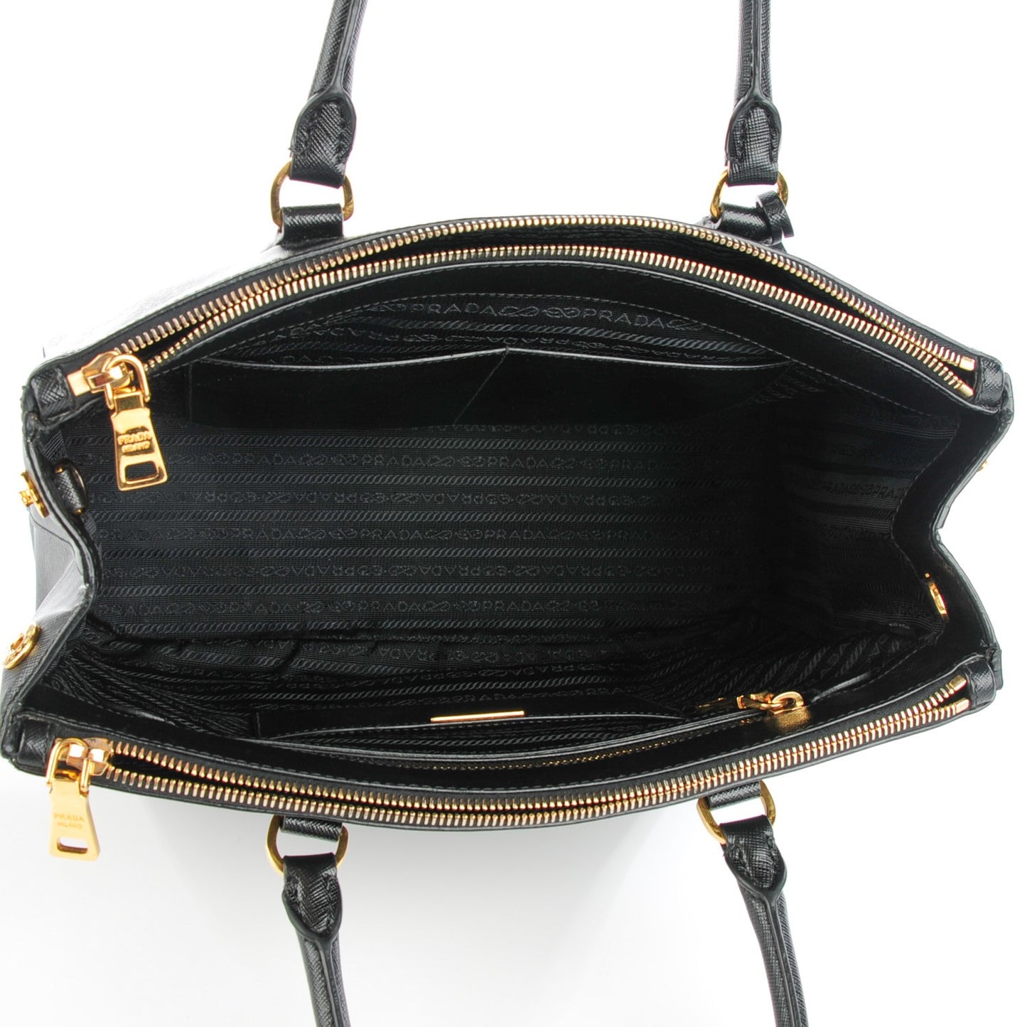 Saffiano Medium Galleria Double Zip Tote Black
