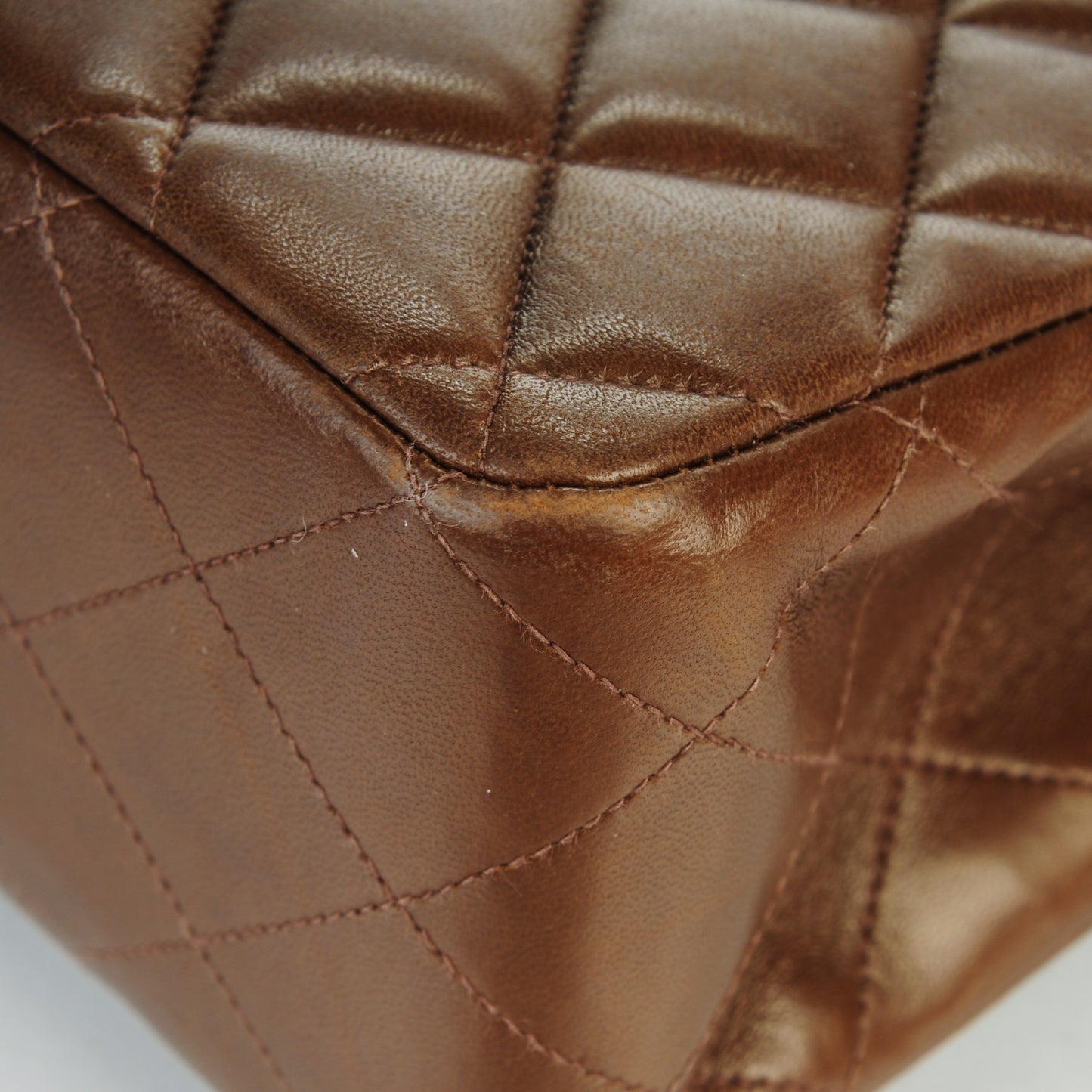 Lambskin Quilted Jumbo Single Flap Brown