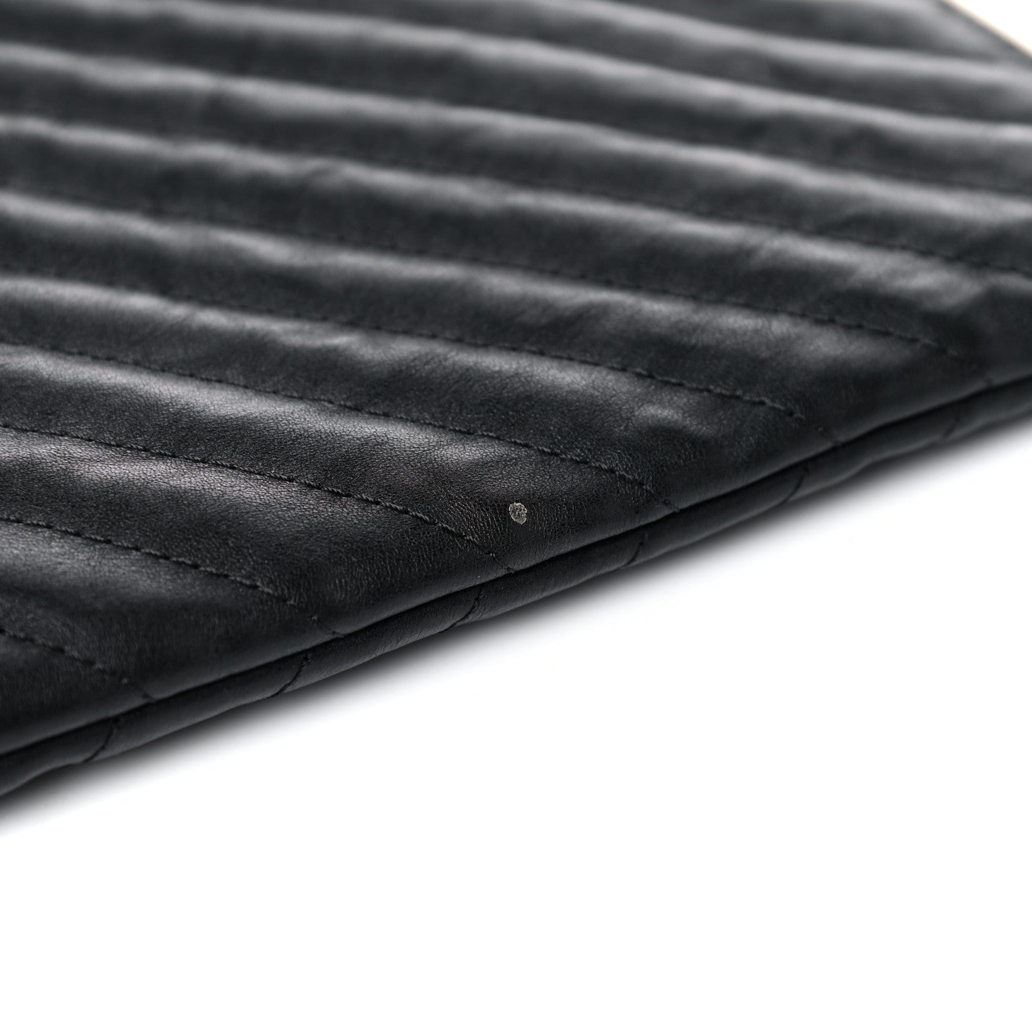 Chanel Aged Calfskin Chevron Quilted Medium Cosmetic Case Black 12 of 13