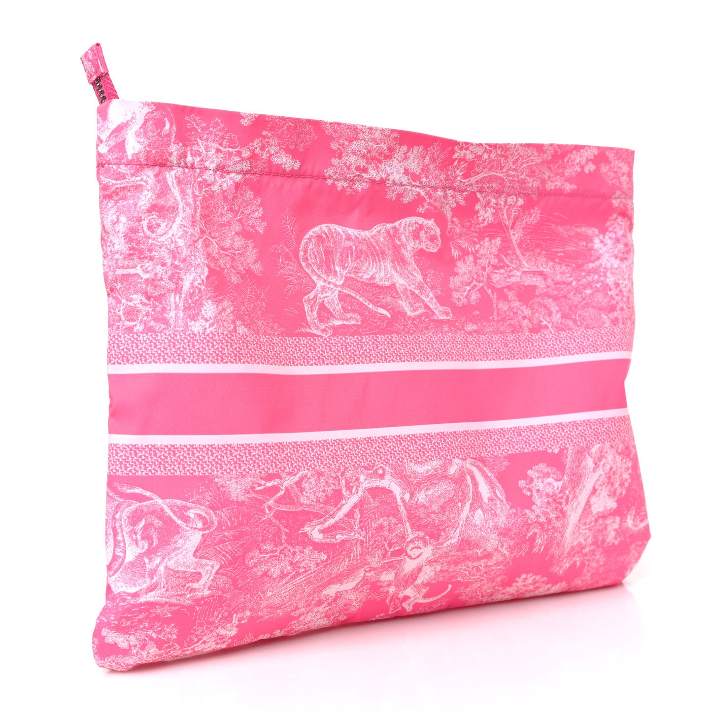 Embroidered Toile De Jouy Diortravel Zipped Pouch Pink
