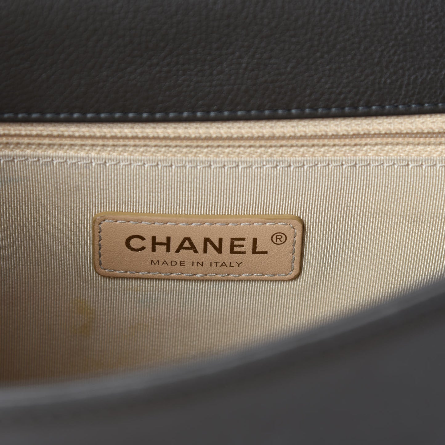 Grained Calfskin Quilted Medium Label Click Flap Bag Green