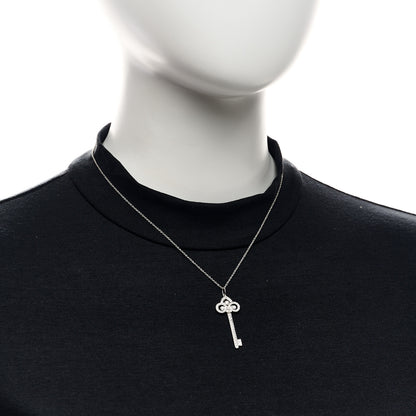 Tiffany Platinum Diamond .41ct Fleur De Lis Key Pendant Necklace 2 of 6