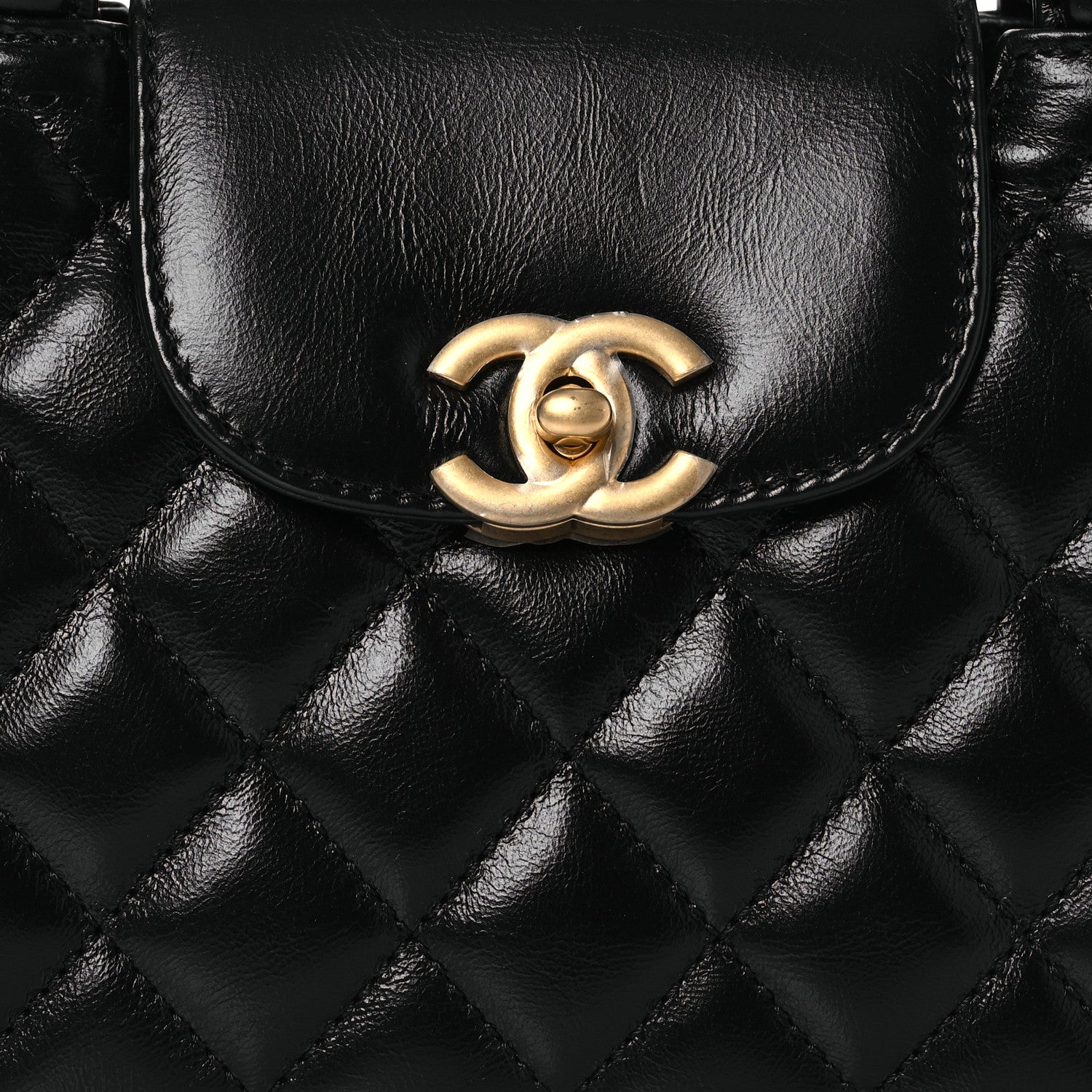 Chanel Shiny Aged Calfskin Quilted Nano Kelly Shopper Black 8 of 13
