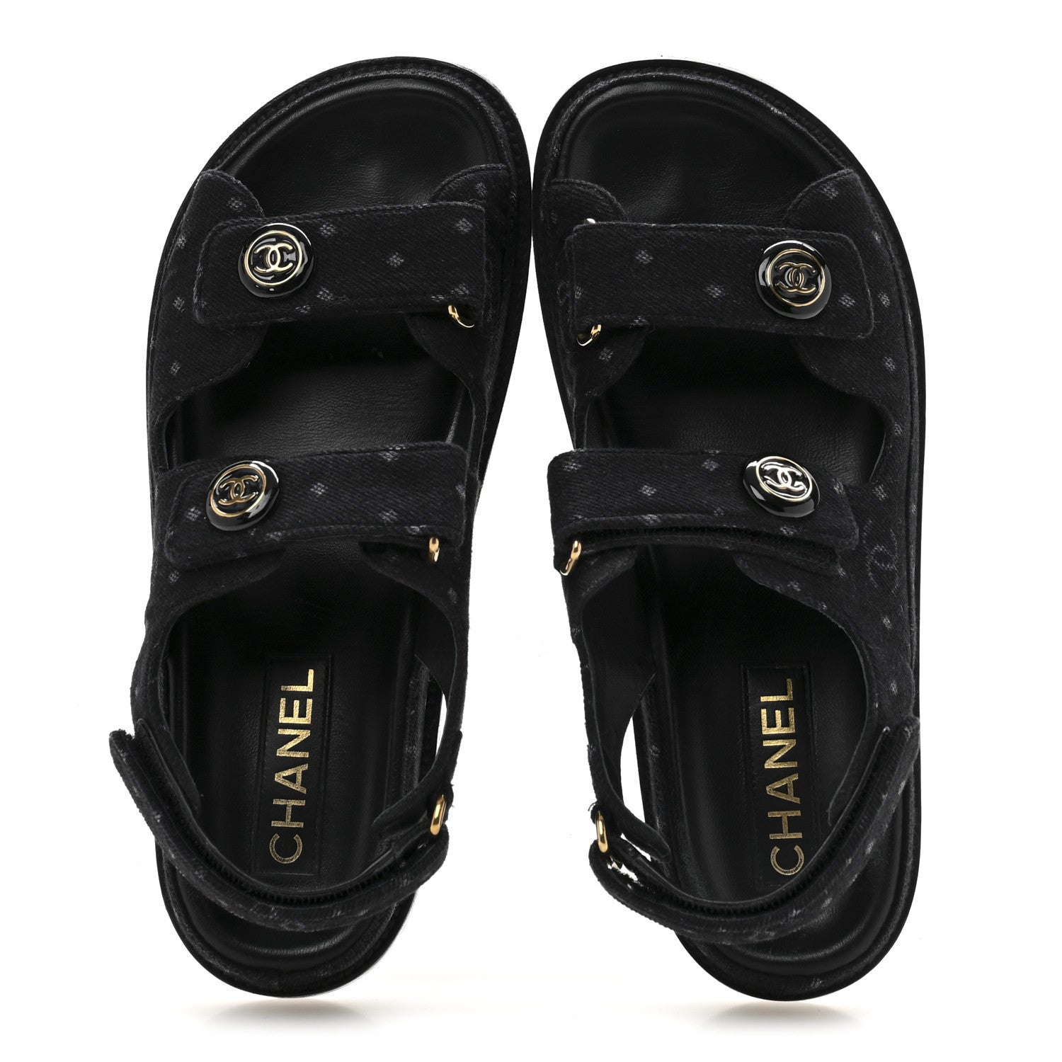 Chanel Denim Printed Dad Sandals 39 Black 2 of 12