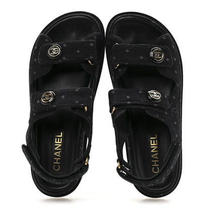 Chanel Denim Printed Dad Sandals 39 Black 2 of 12