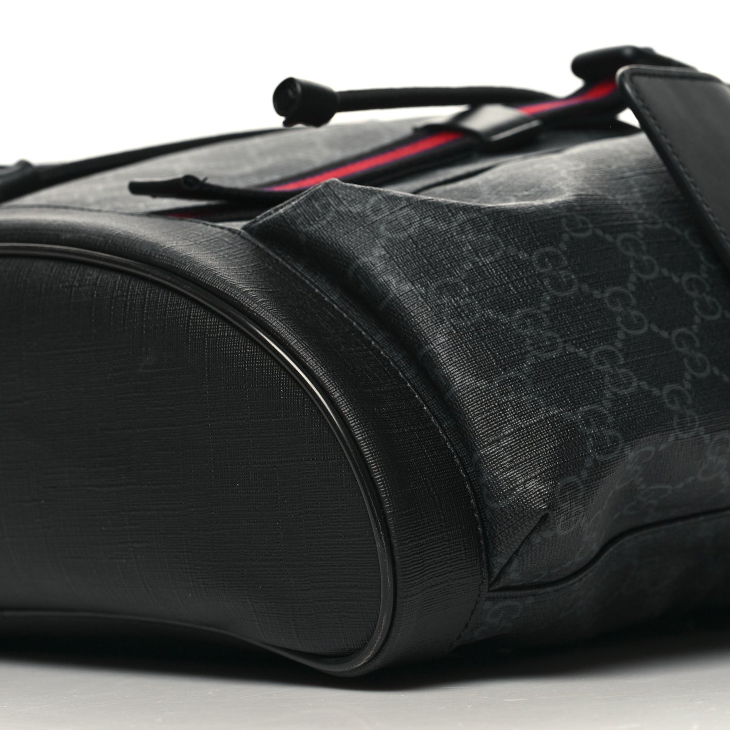 Soft GG Supreme Monogram Calfskin Web Double Buckle Backpack Black