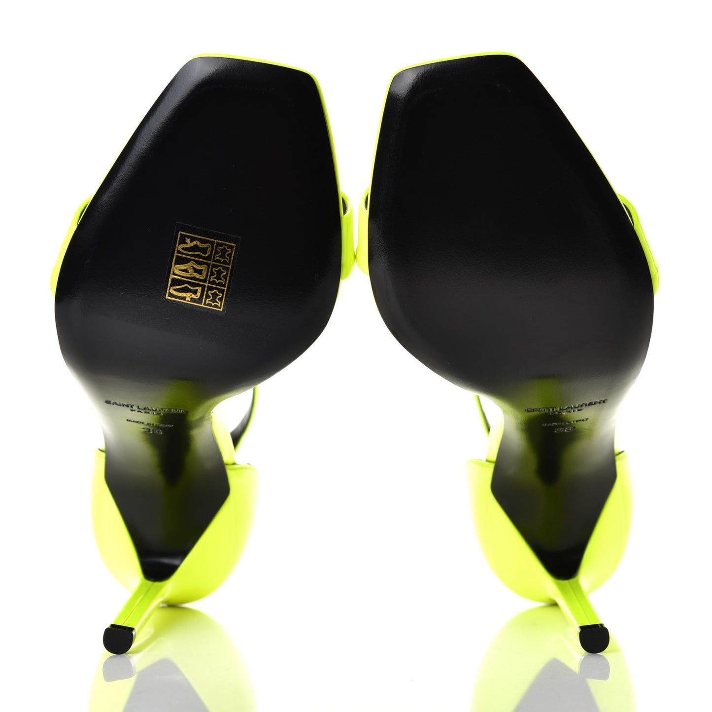 Patent Calfskin Amber 105 Ankle Strap Sandals 38 Yellow Fluo