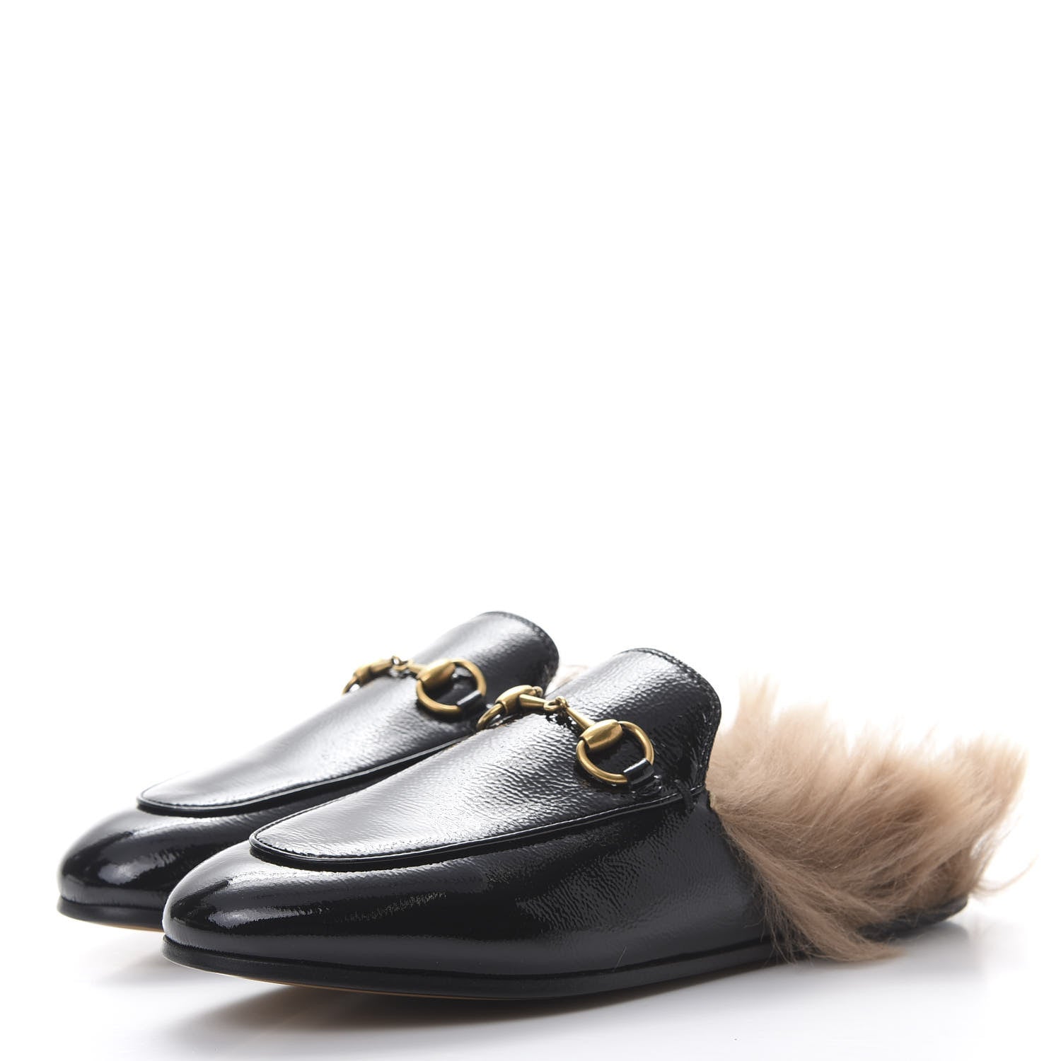 Gucci Patent Fur Womens Princetown Slippers 35.5 Black 3 of 8
