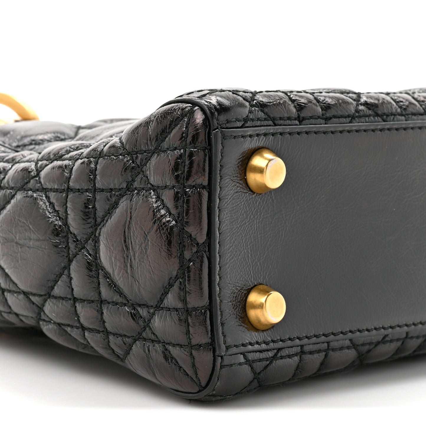 Crinkled Patent Cannage Small Lucky Badges My Lady Dior Black