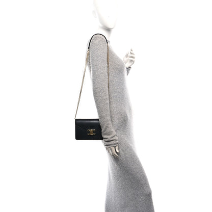 Celine Shiny Calfskin Triomphe Margo Wallet on Chain Black 2 of 13