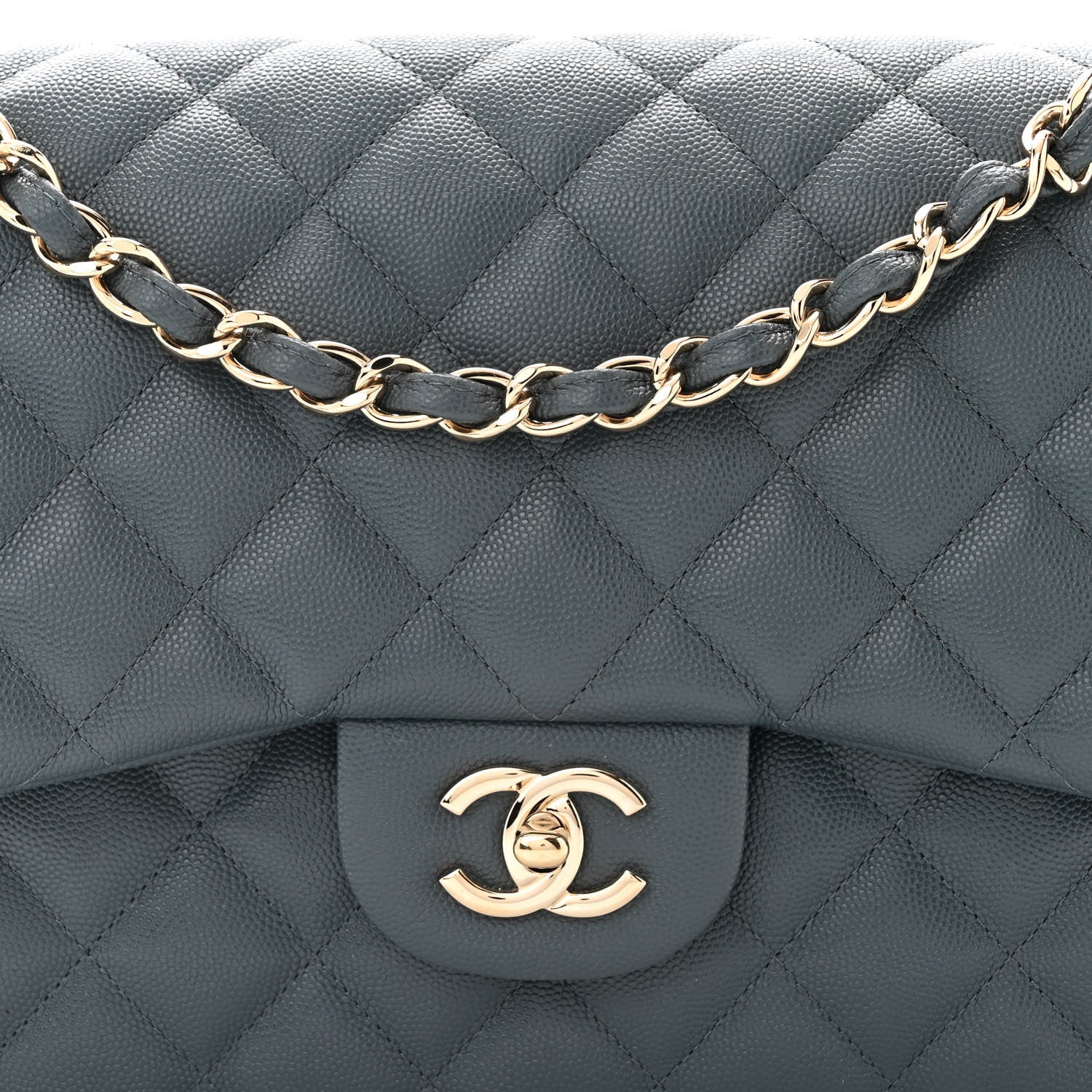 Chanel Caviar Quilted Jumbo Double Flap Grey 8 of 11