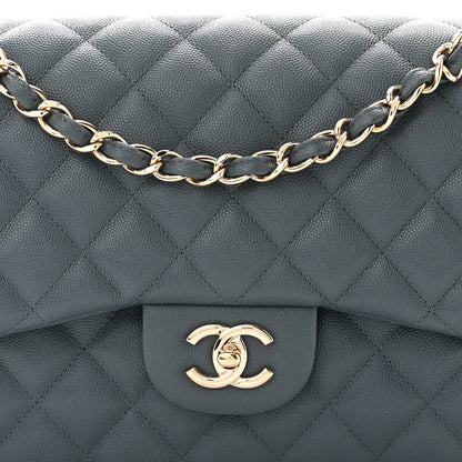 Chanel Caviar Quilted Jumbo Double Flap Grey 8 of 11