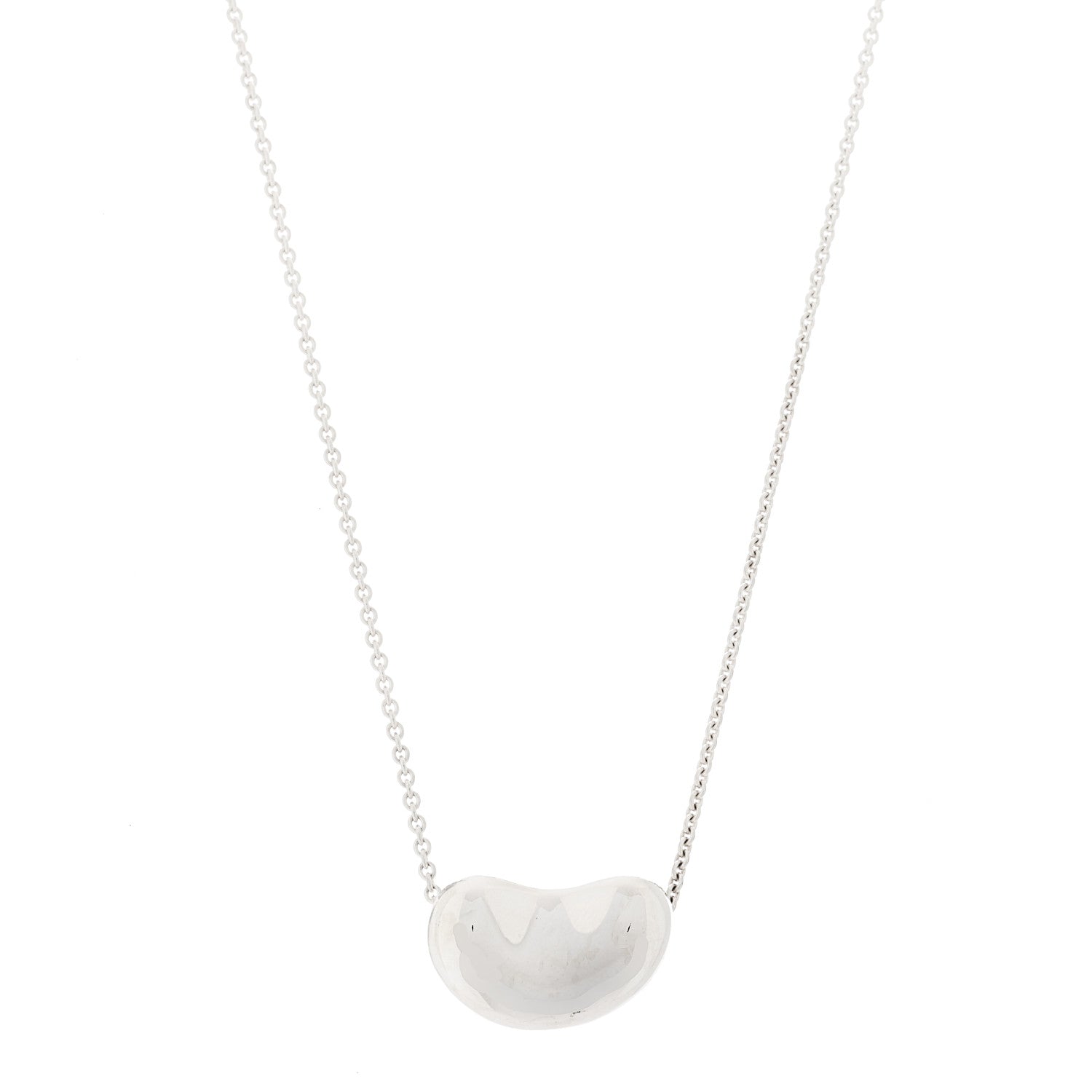 Tiffany Sterling Silver 19mm Elsa Peretti Bean Pendant Necklace 1 of 4