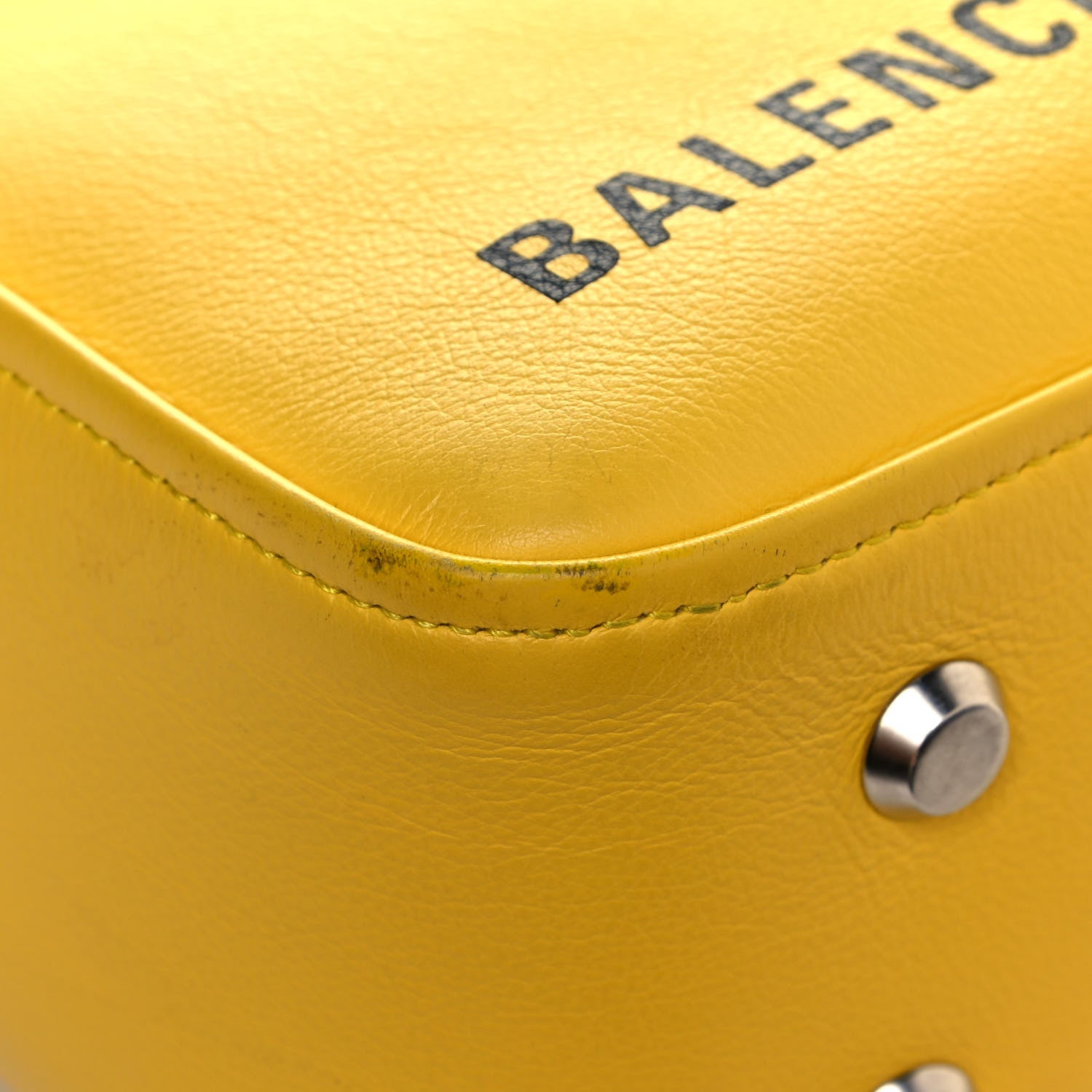 Balenciaga Shiny Day Calfskin Logo S Triangle Duffle Jaune Black 7 of 17