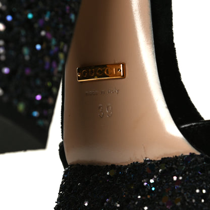Gucci Glitter Soko Bee Platform High Heel Sandals 39 Notte Oro Multicolor 7 of 8