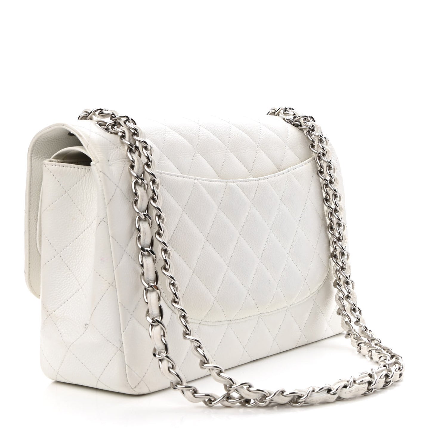 Caviar Quilted Jumbo Double Flap White