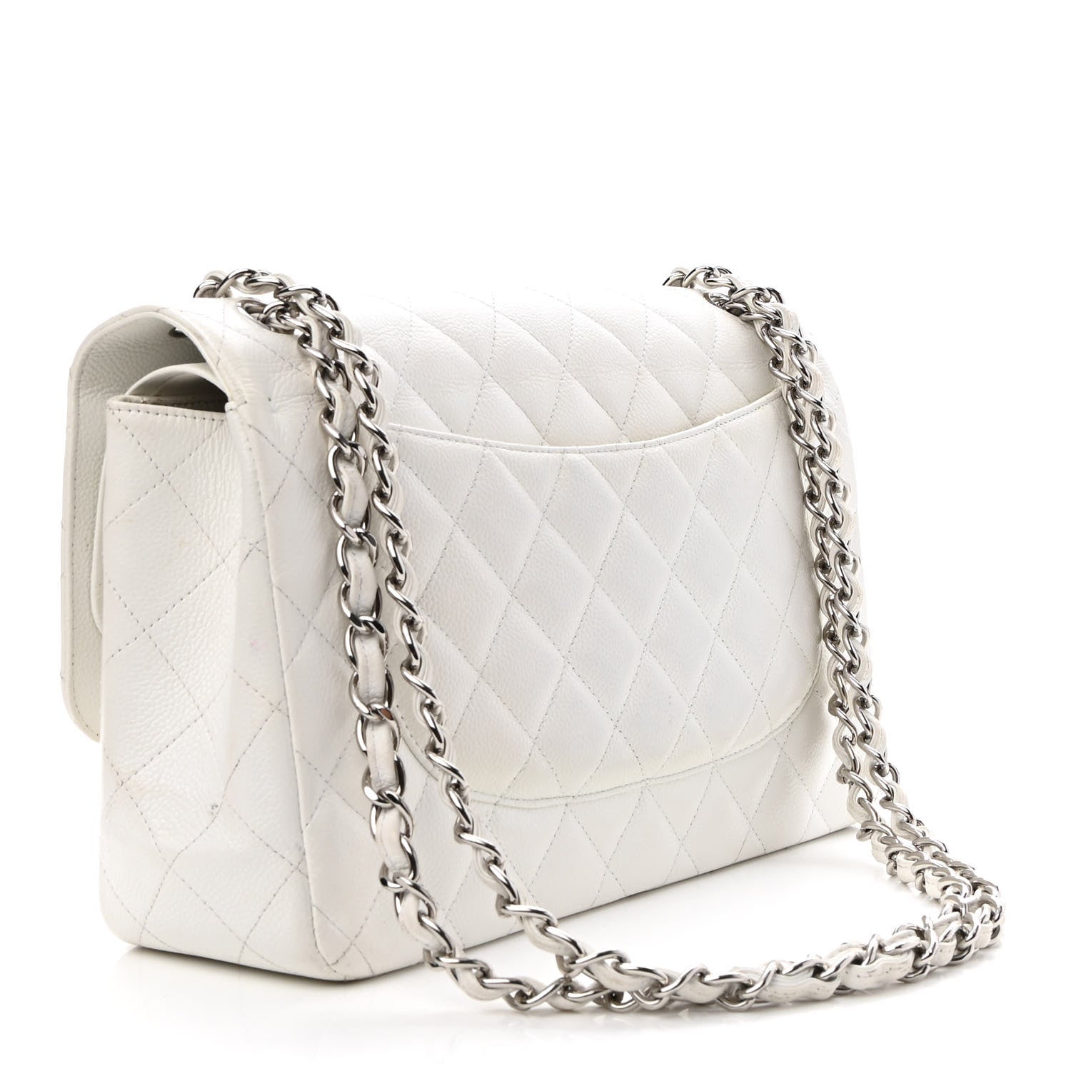 Chanel Caviar Quilted Jumbo Double Flap White 3 of 12