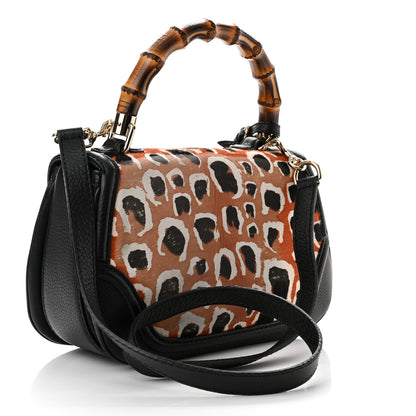 Gucci Calf Hair Leopard Print Medium New Bamboo Top Handle Bag Red 3 of 11