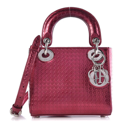 Christian Dior Metallic Patent Micro-Cannage Mini Lady Dior Fuchsia 1 of 14