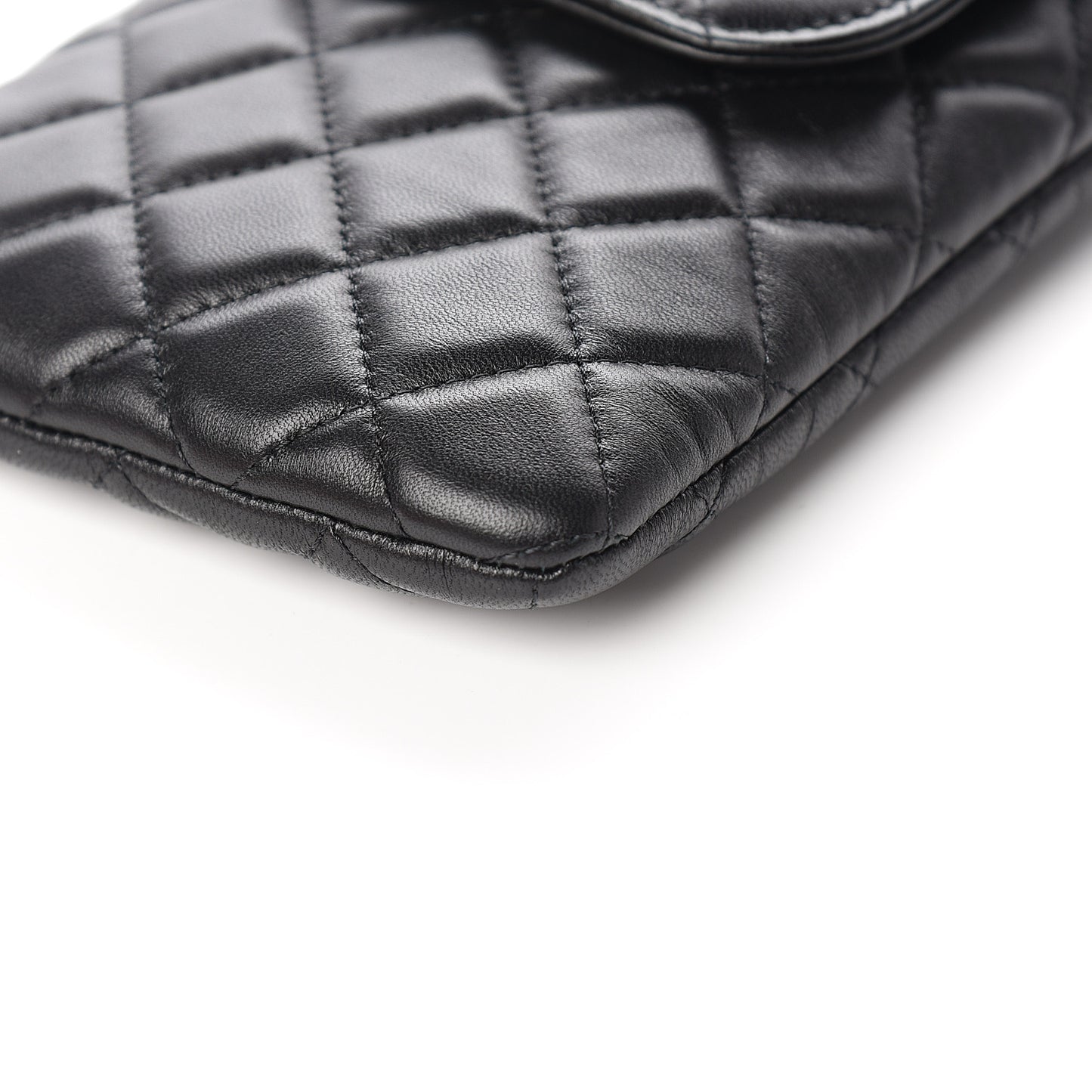 Lambskin Quilted CC Phone Holder Black