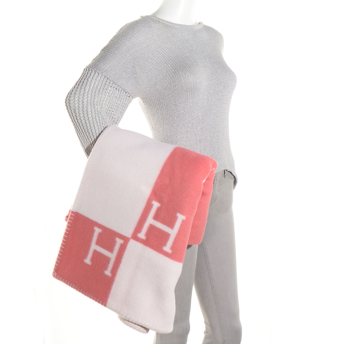 Wool Cashmere Avalon Baby Blanket Rose Airelle White