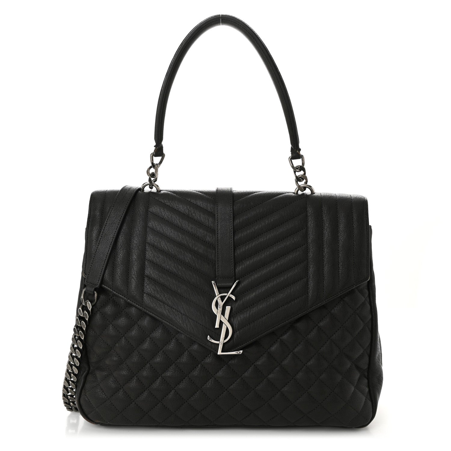 Saint Laurent Sheepskin Tri-quilt Monogram Large College Satchel Asphalt 1 of 12