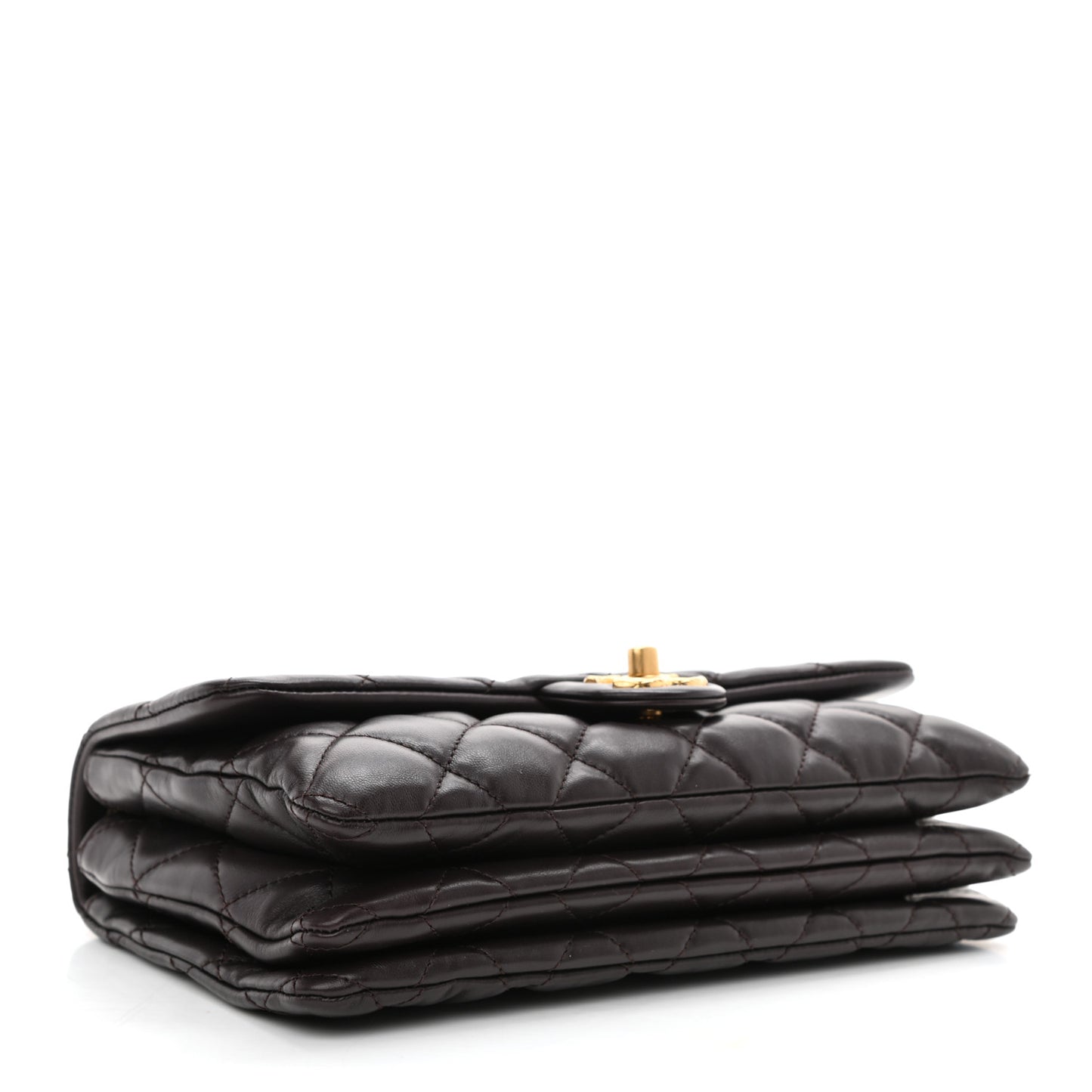 Lambskin Quilted Medium Pillow Crush Flap Dark Brown