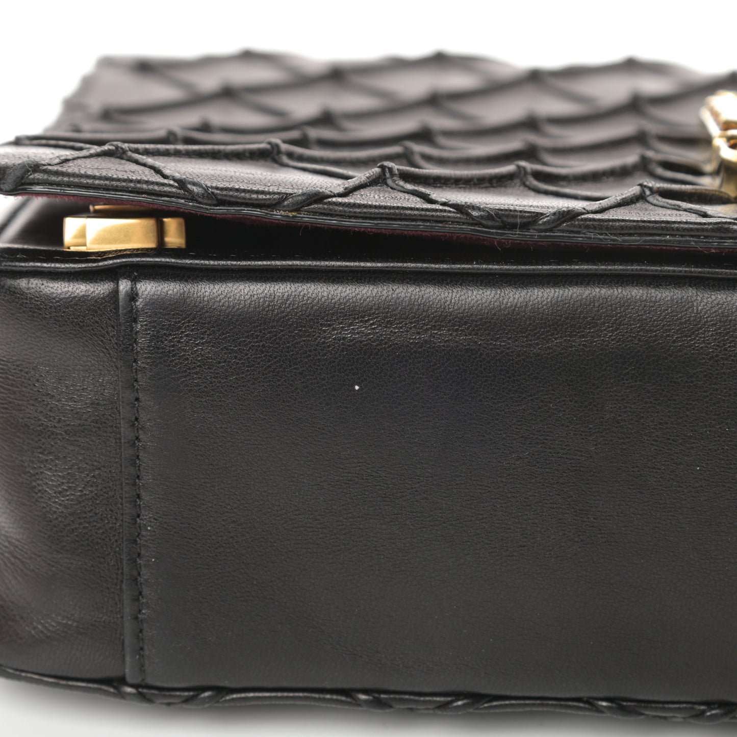 Natural Grain Calfskin Quilted Double J Quilted Bag Black