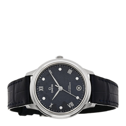 Omega Stainless Steel Alligator Diamond 34mm De Ville Prestige Automatic Watch Blue 434.13.34.20.53.002 2 of 5